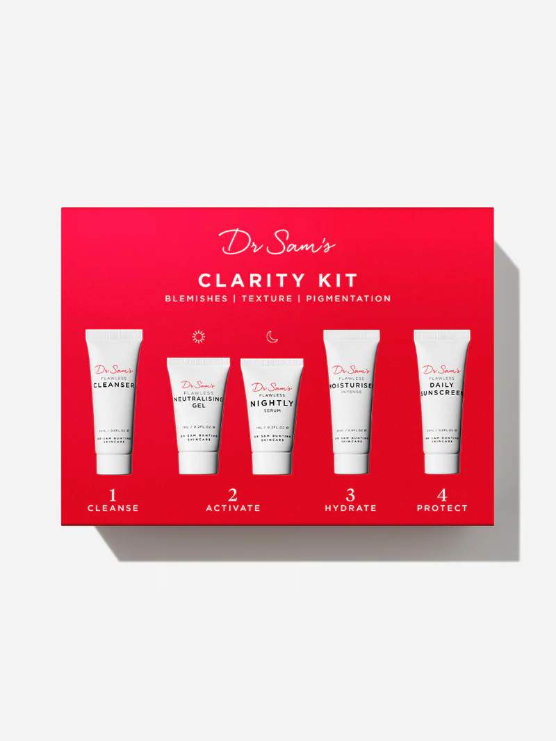 Dr Sam's Clarity Kit - Flawless Cleanser, Flawless Neutralising Gel, Flawless Nightly Serum, Flawless Moisturiser, Flawless Daily Sunscreen